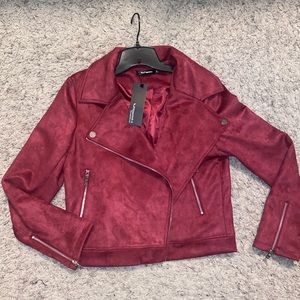 Red/burgundy moto jacket
